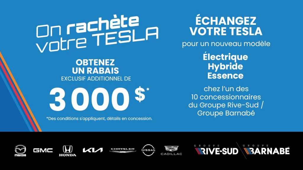 Le Groupe Rive-Sud offre 3 000 $ aux propriétaires de Tesla